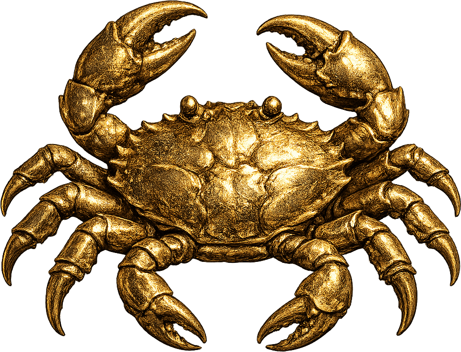Cancer — sculptural gold figure of the sign