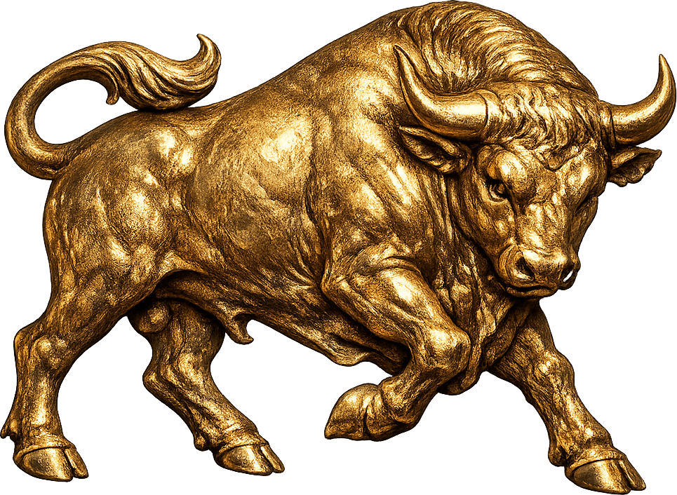Taurus — sculptural gold figure of the sign