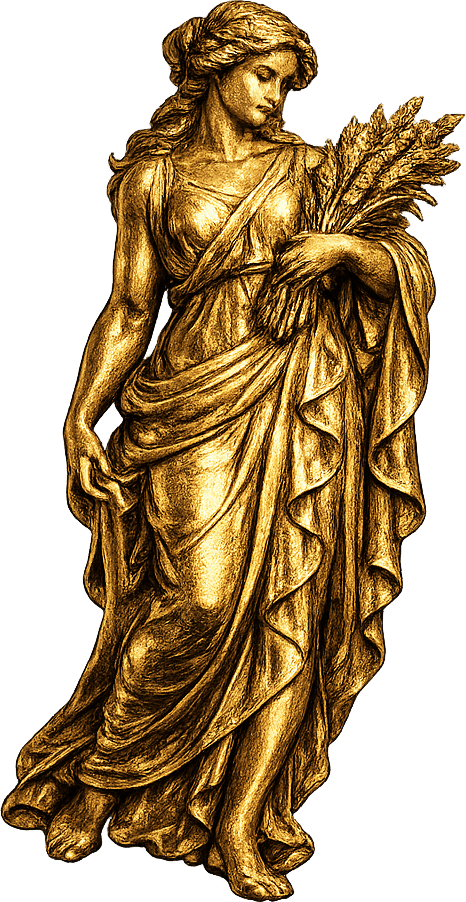 Virgo — sculptural gold figure of the sign